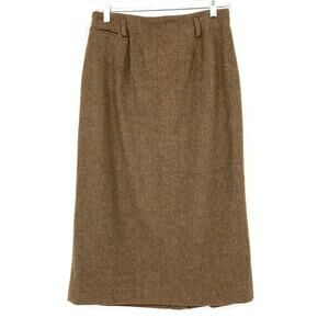 Country Shop Wool Skirt Womens 6 Brown Tweed High Waist Lined Vintage USA